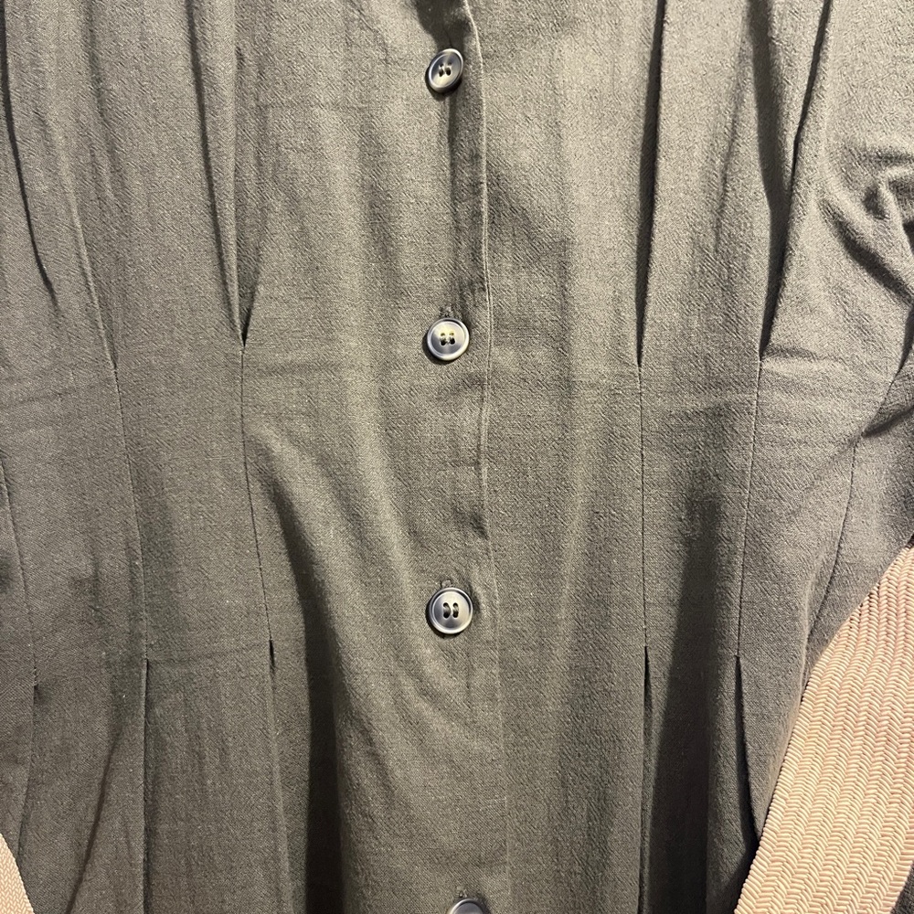 H&M Olive Green Button-Front Shirt Dress with Woven Belt - Picture 4 of 13